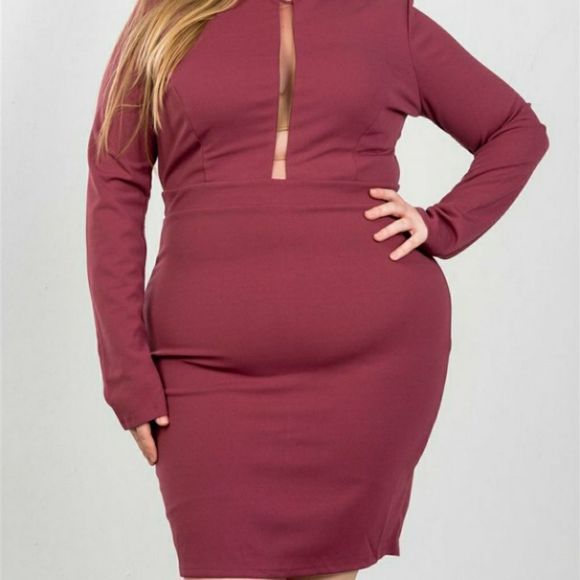 Red High Neck Mesh Mini Dress - Picture 1 of 4